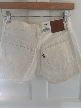 Levi's Cream White Denim Cutoff Shorts